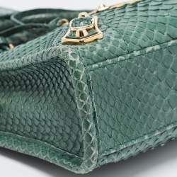 Pre Owned Balenciaga Green Python Nano Classic City Bag