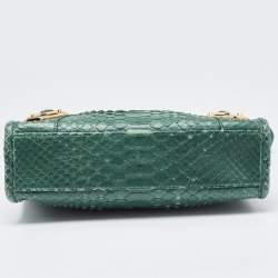 Pre Owned Balenciaga Green Python Nano Classic City Bag