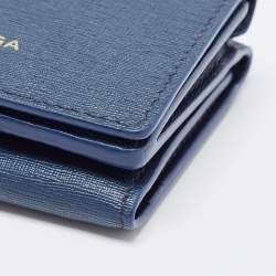 مملوكة مسبقًا Balenciaga Blue Leather Mini Trifold Wallet