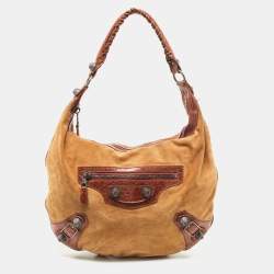 Balenciaga Brown/Tan Leather and Suede SGH Hobo