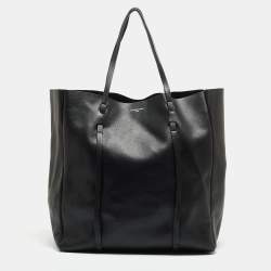 Pre Owned Balenciaga Black Leather Everyday Shopper Tote