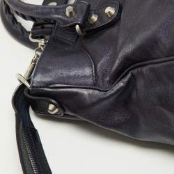 Pre Owned Balenciaga Metallic Blue Leather RH Town Tote