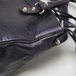 Pre Owned Balenciaga Metallic Blue Leather RH Town Tote