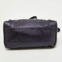 Pre Owned Balenciaga Metallic Blue Leather RH Town Tote