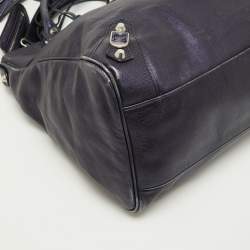 Pre Owned Balenciaga Metallic Blue Leather RH Town Tote
