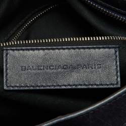 Pre Owned Balenciaga Metallic Blue Leather RH Town Tote