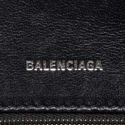 Pre Owned Balenciaga Black Croc Embossed Leather Small Hourglass Top Handle Bag