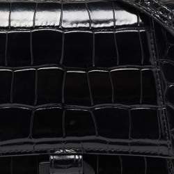 Pre Owned Balenciaga Black Croc Embossed Leather Small Hourglass Top Handle Bag