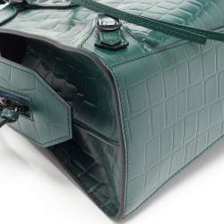 Pre Owned Balenciaga Green Croc Embossed Leather Classic City Bag