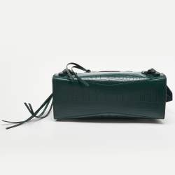 Pre Owned Balenciaga Green Croc Embossed Leather Classic City Bag