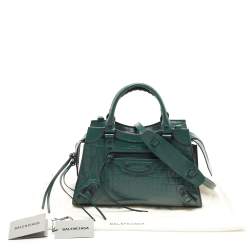 Pre Owned Balenciaga Green Croc Embossed Leather Classic City Bag