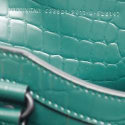 Pre Owned Balenciaga Green Croc Embossed Leather Classic City Bag