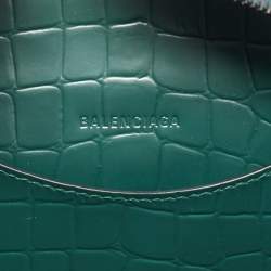 Pre Owned Balenciaga Green Croc Embossed Leather Classic City Bag