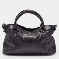 Pre Owned Balenciaga Black Leather RH Classic First Tote
