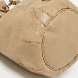 Balenciaga Khaki Beige Leather Mini RGH PomPon Bag