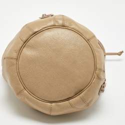 Balenciaga Khaki Beige Leather Mini RGH PomPon Bag