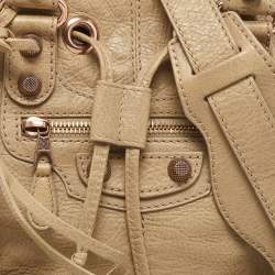 Balenciaga Khaki Beige Leather Mini RGH PomPon Bag