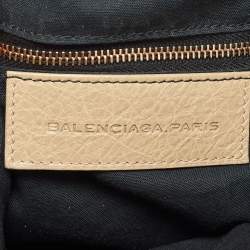 Balenciaga Khaki Beige Leather Mini RGH PomPon Bag