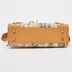 مملوكة مسبقًا Balenciaga Tan/Beige Leather and Python Mini Classic City Bag