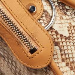 مملوكة مسبقًا Balenciaga Tan/Beige Leather and Python Mini Classic City Bag