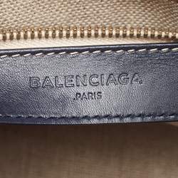 Pre Owned Balenciaga Navy Blue Leather Mini Padlock All Afternoon Tote