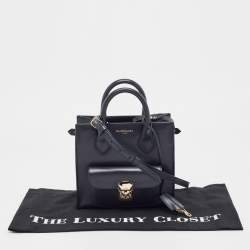 Pre Owned Balenciaga Navy Blue Leather Mini Padlock All Afternoon Tote