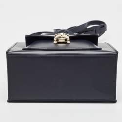 Pre Owned Balenciaga Navy Blue Leather Mini Padlock All Afternoon Tote