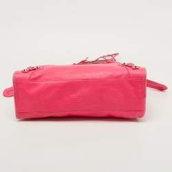 Balenciaga Pink Lizard Embossed Leather RH City Bag