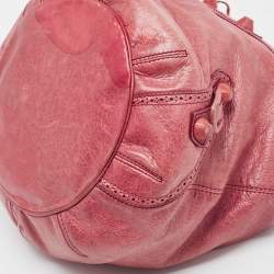 Balenciaga Red Leather Brogues Pompon Hobo