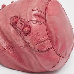 Balenciaga Red Leather Brogues Pompon Hobo
