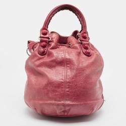Balenciaga Red Leather Brogues Pompon Hobo