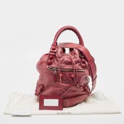 Balenciaga Red Leather Brogues Pompon Hobo