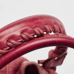 Balenciaga Red Leather Brogues Pompon Hobo