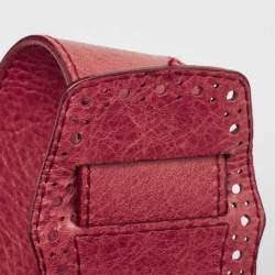 Balenciaga Red Leather Brogues Pompon Hobo