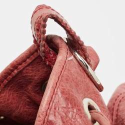 Balenciaga Red Leather Brogues Pompon Hobo