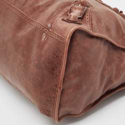 Pre Owned Balenciaga Dark Brown Leather Brogues Work Tote