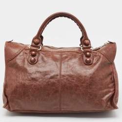 Pre Owned Balenciaga Dark Brown Leather Brogues Work Tote