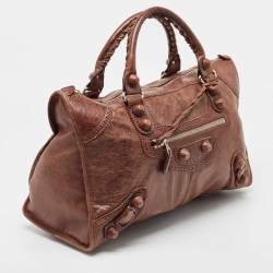 Pre Owned Balenciaga Dark Brown Leather Brogues Work Tote