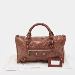 Pre Owned Balenciaga Dark Brown Leather Brogues Work Tote