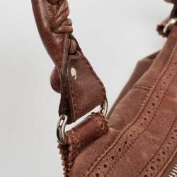 Pre Owned Balenciaga Dark Brown Leather Brogues Work Tote