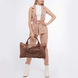 Pre Owned Balenciaga Dark Brown Leather Brogues Work Tote