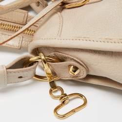 Pre Owned Balenciaga Beige Leather Mini Classic Metallic Edge City Bag