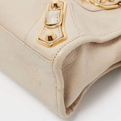 Pre Owned Balenciaga Beige Leather Mini Classic Metallic Edge City Bag
