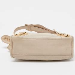 Pre Owned Balenciaga Beige Leather Mini Classic Metallic Edge City Bag