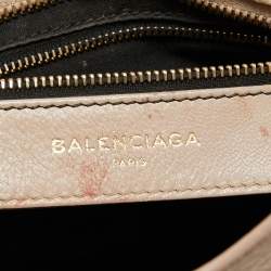 Pre Owned Balenciaga Beige Leather Mini Classic Metallic Edge City Bag