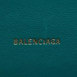 Pre Owned Balenciaga Green Croc Embossed Leather XS Hourglass Top Handle Bag