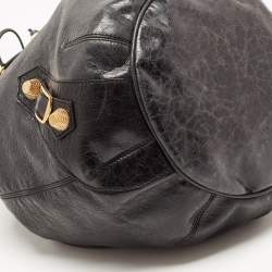 Pre Owned Balenciaga Black Leather GGH PomPon Bag