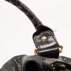 Pre Owned Balenciaga Black Leather GGH PomPon Bag