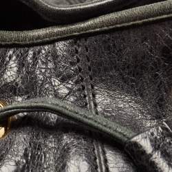 Pre Owned Balenciaga Black Leather GGH PomPon Bag