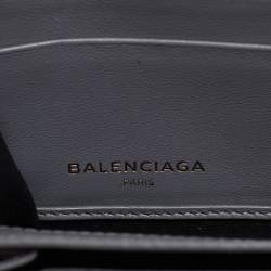 Pre Owned Balenciaga Grey Croc Embossed Leather Classic City Wallet